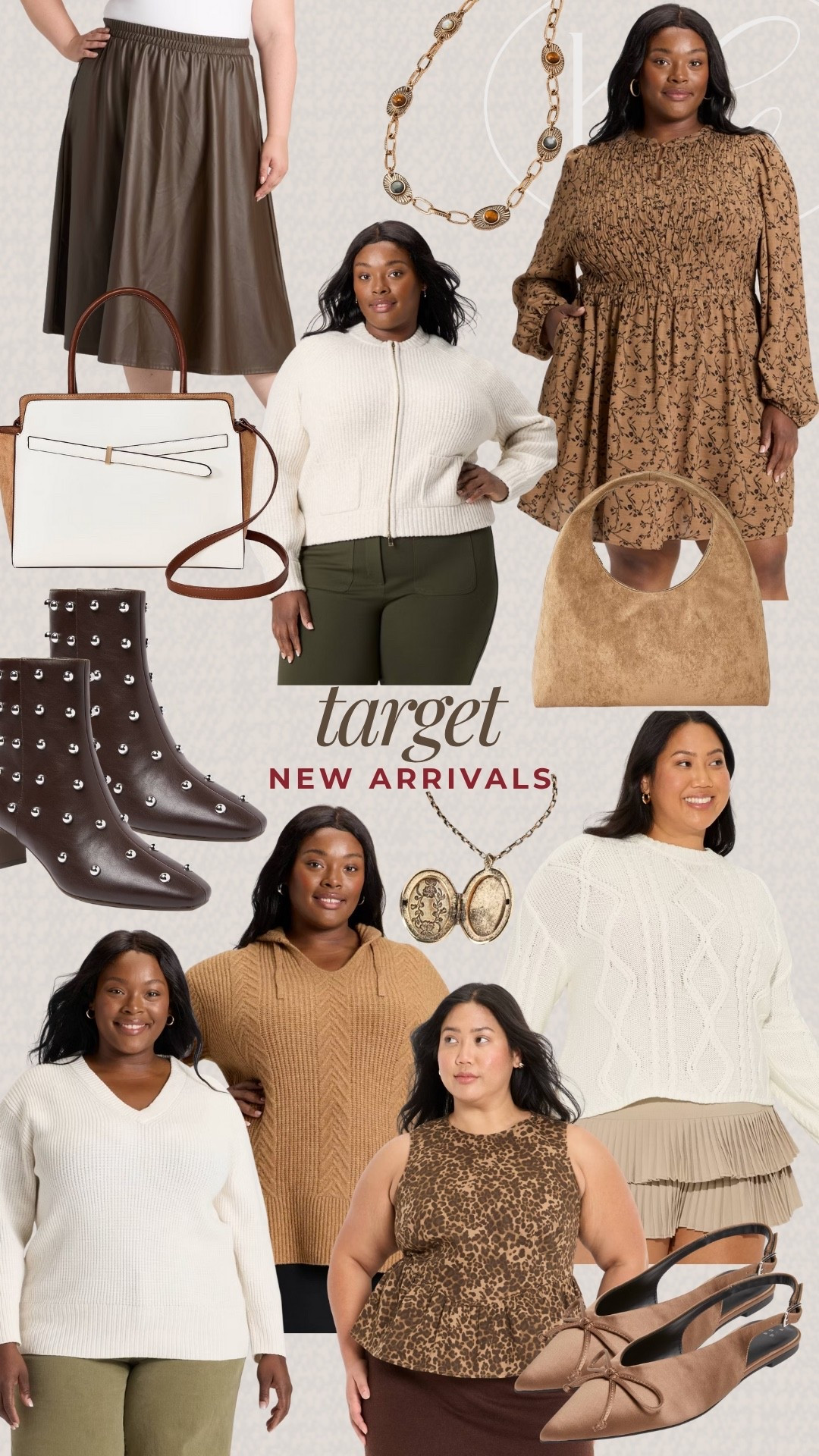 Target new arrivals for fall! I am loving all these dark brown and camel hues for the season. My favorite finds are the patterned dress, studded heels, and suede purse.

#LTKPlusSize #LTKSeasonal #LTKFindsUnder100