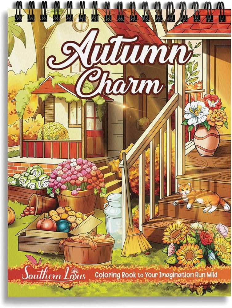 Autumn Charm Coloring Book for Adults Women Spiral Girls Wirebound Hardcover Large Print Pages wi... | Amazon (US)