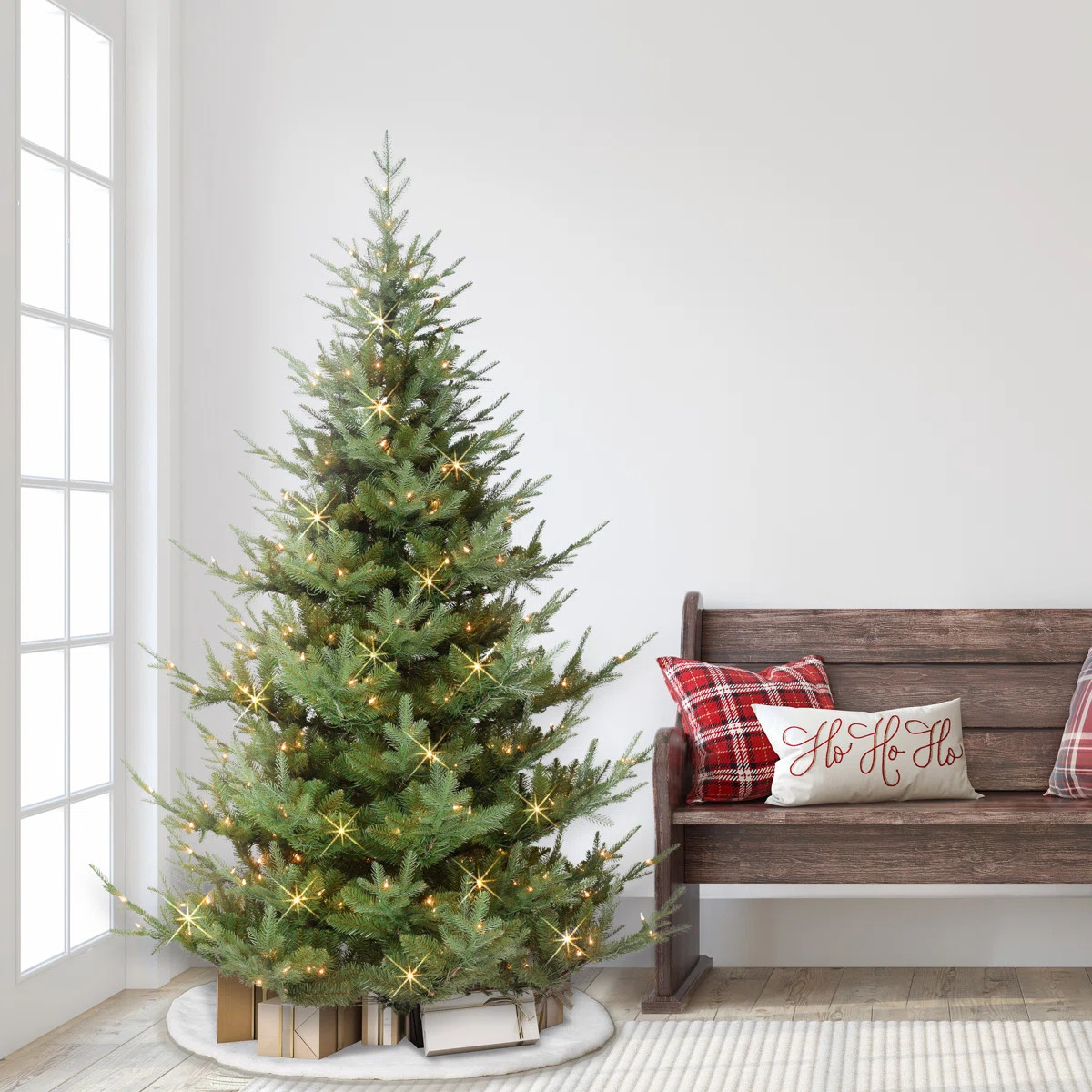 Green Realistic Artificial Spruce Christmas Tree with Light | Wayfair North America