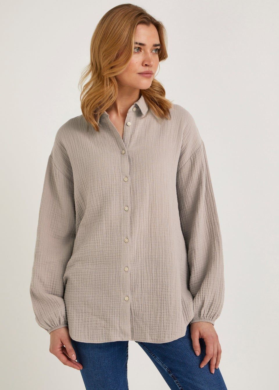 Taupe Double Cloth Shirt | Matalan (UK)