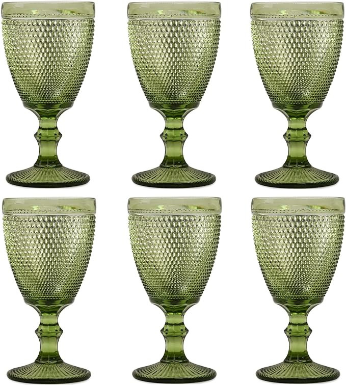 Bandesun Wine Glasses Set of 6 - Beads Goblet Glass Cup Classic Drinkware | Amazon (US)