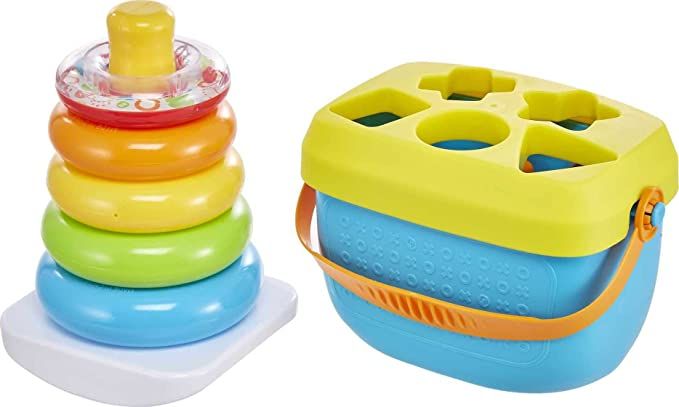 Fisher-Price Infant Gift Set with Baby’s First Blocks (10 Shapes) and Rock-a-Stack Ring Stackin... | Amazon (US)