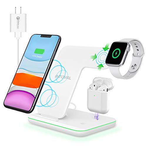 Intoval Wireless Charger, 3 in 1 Charger for iPhone/iWatch/Airpods, Qi-Certified Charging Station fo | Amazon (US)