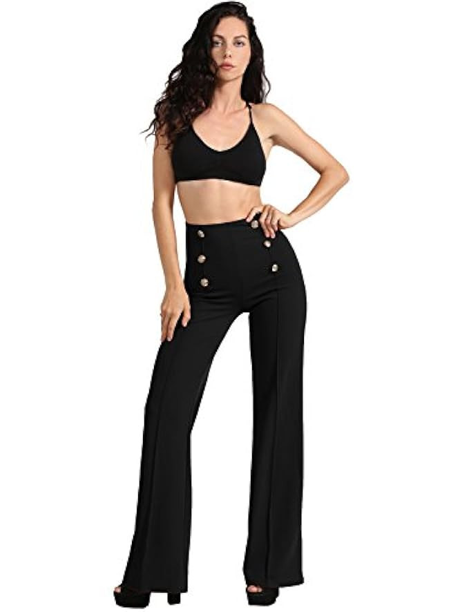 NE PEOPLE Womens High Waist Sailor Bell Bottom Long Pants Made in USA S-3XL | Amazon (US)