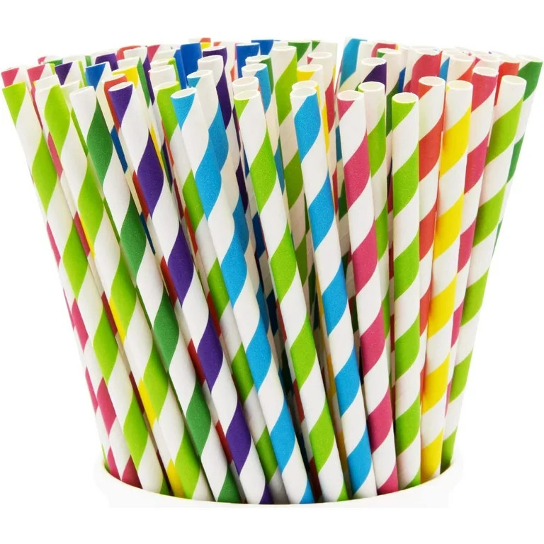 Comfy Package Paper Drinking Straws [200 Pack] 100% Biodegradable - Assorted Colors | Walmart (US)