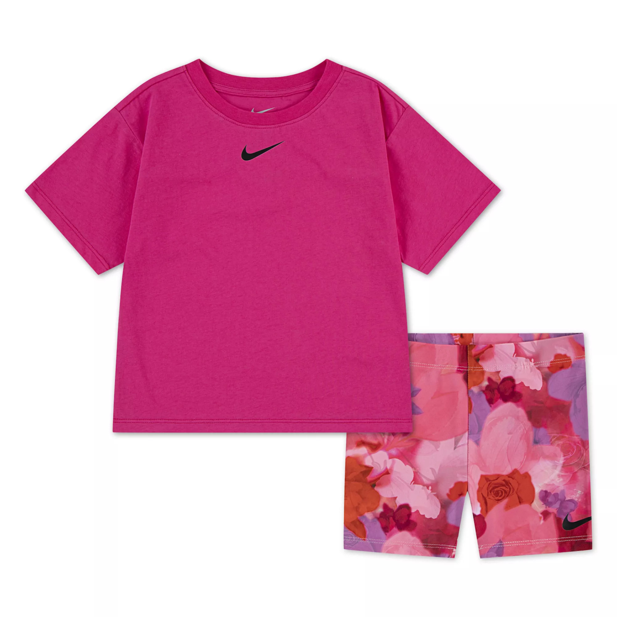Girls 4-6x Nike Dri-FIT Floral Print Biker Shorts & Short Sleeve T-Shirt 2-Piece Set | Kohl's