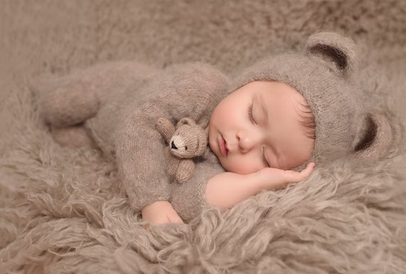 Newborn photo prop teddy bear soft alpaca knit outfit ,Knit baby clothes Bear Bonnet outfit, Newb... | Etsy (US)
