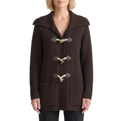 Jones New York Toggle Cardigan in Coffee Chip at Nordstrom, Size Large | Nordstrom