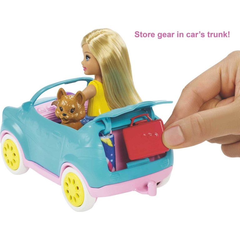 Barbie Club Chelsea Pink Camper Playset, Blonde Small Doll, Pet, Car & 10+ Accessories, Toy for 3... | Walmart (US)