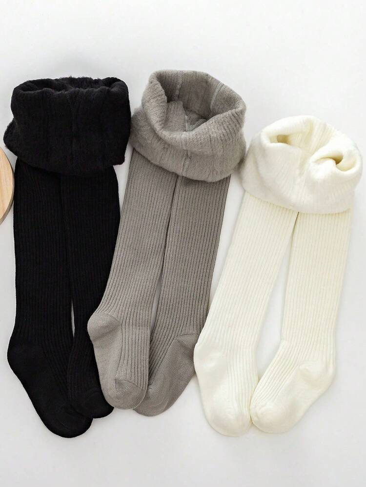1/2/3pcs Baby/Toddler Girls' Thermal Lined Leggings, Classic Simple Warm Tights, Soft Comfortable... | SHEIN