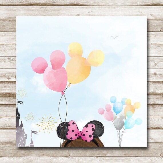 Disney Girl SQUARE Printable Home Decor Watercolor Balloons 4x4 up to 20x20 Sign Nursery Print Gi... | Etsy (US)