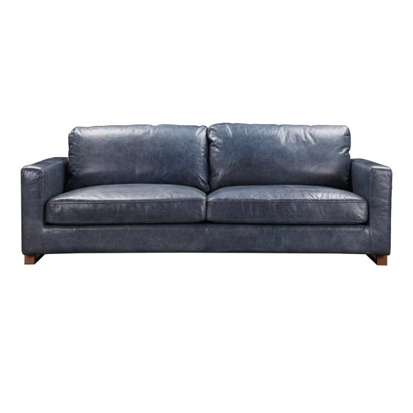 Macon 85.4'' Genuine Leather Round Arm Sofa | Wayfair North America