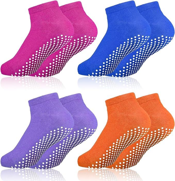 Jspupifip 4 Pairs Non Slip Pilates Grip Socks, Unisex Non-Slip Yoga Socks, Cotton Football Socks ... | Amazon (US)
