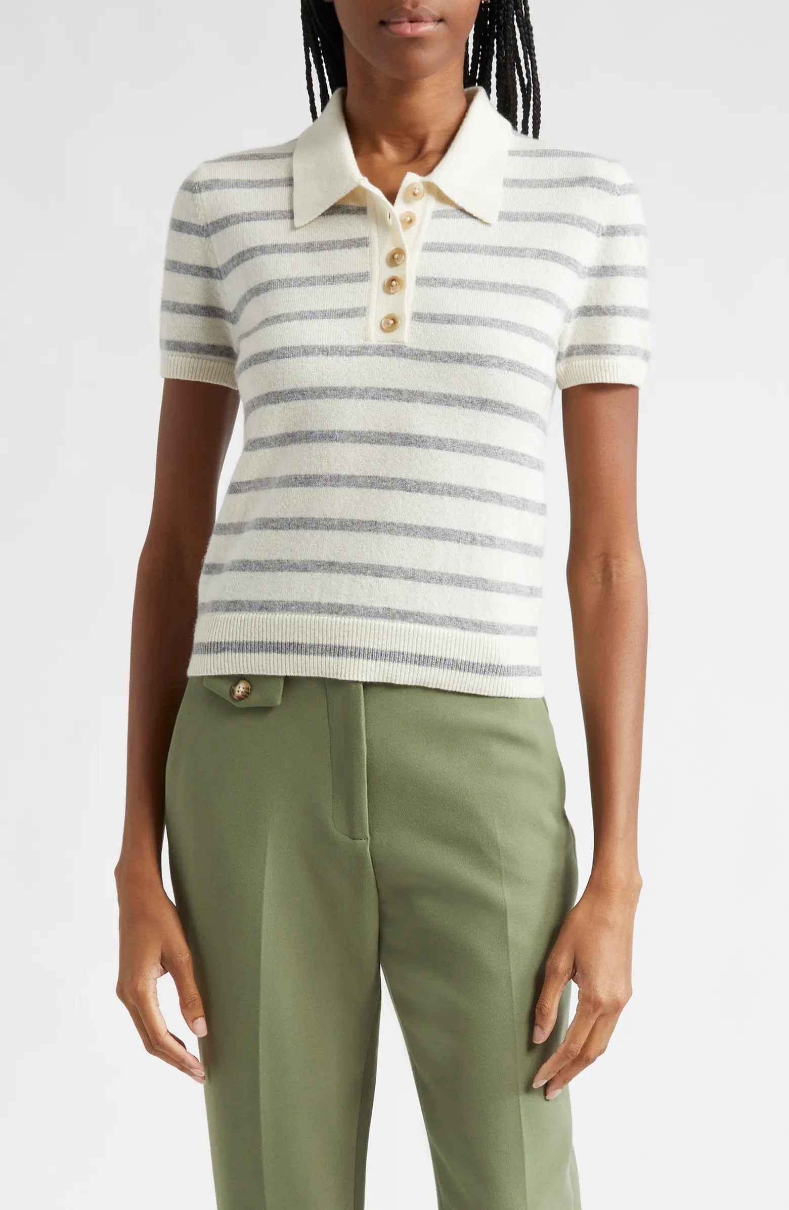 Brandt Stripe Cashmere Polo Sweater | Nordstrom
