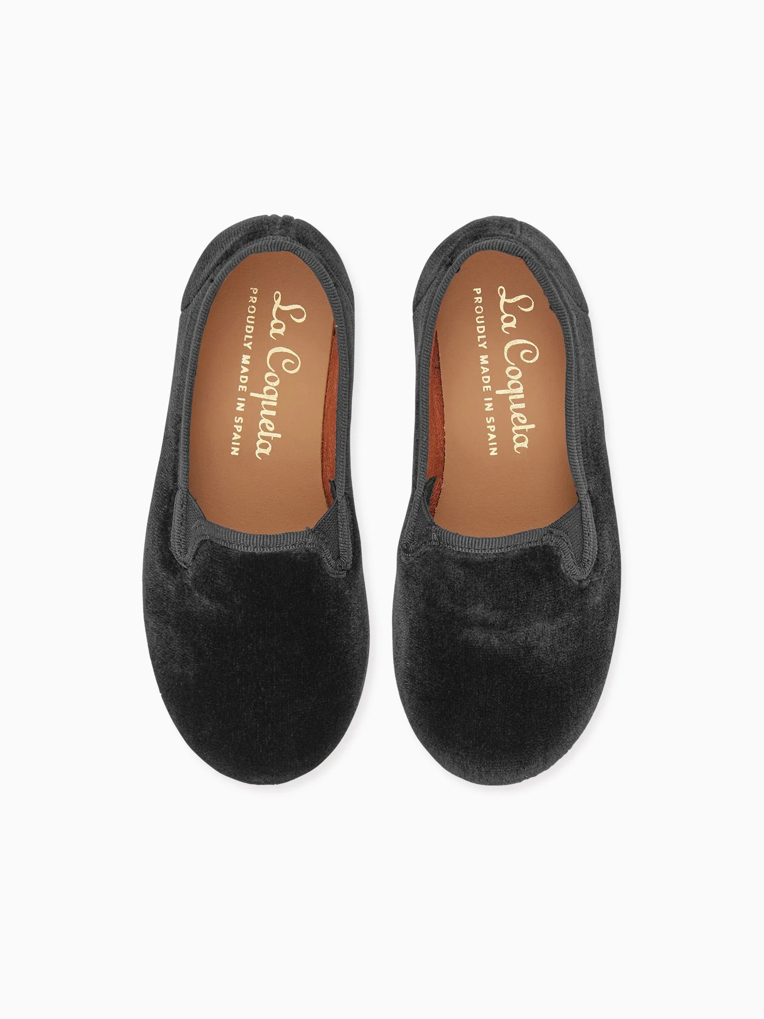 Black Velvet Kids Slipper Shoes | La Coqueta (US)