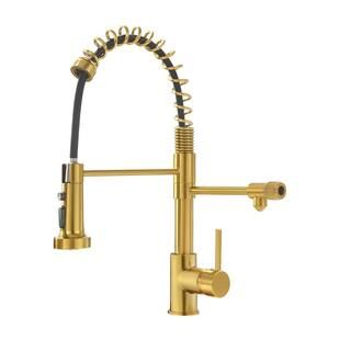 Single Handle Single Hole Commercial Brass Pull Down Sprayer Kitchen Faucet with Pull Out Spray W... | The Home Depot