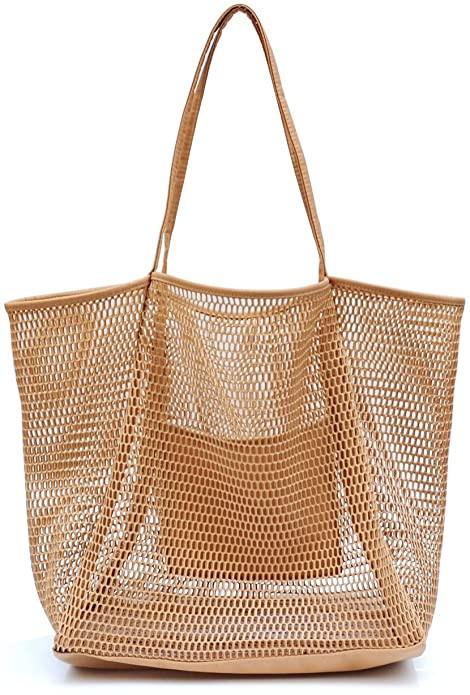 HOXIS Mesh Beach Tote Womens Shoulder Handbag | Amazon (US)