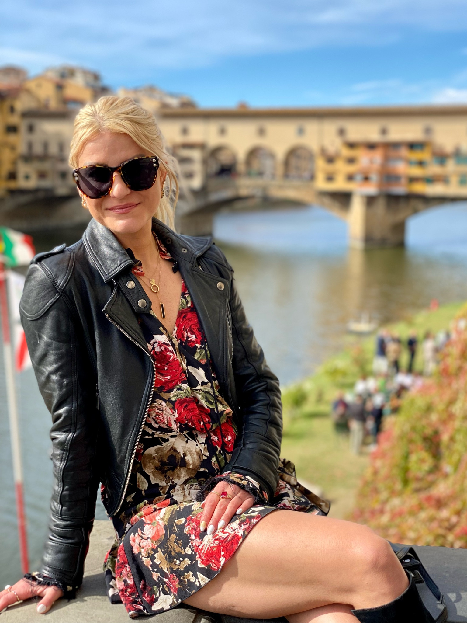Effortlessly cute outfits while traveling are a must! Pair a #floraldress with a #black #leatherjacket and you are good to go 👗 💐 #ClassySassyTravel #travelfashion 

#LTKtravel #LTKstyletip #LTKSeasonal
