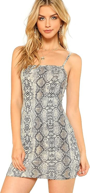 Floerns Women's Snakeskin Print Mini Bodycon Cami Dress | Amazon (US)