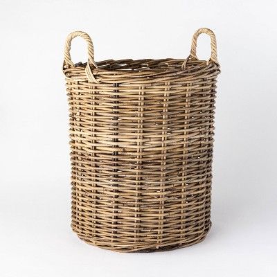 Decorative Round Rattan Basket Gray - Threshold™ designed with Studio McGee | Target