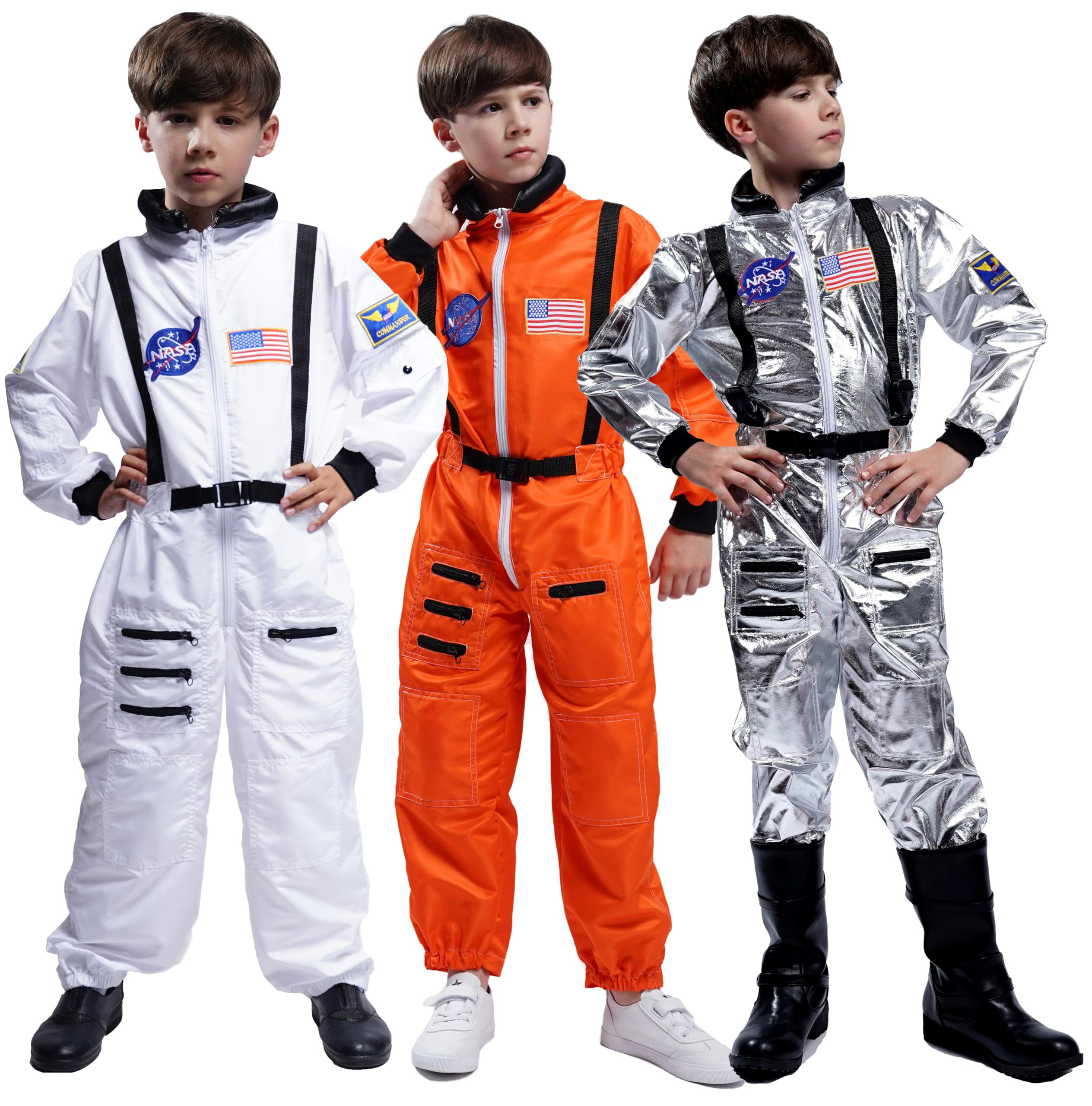 Maxim Party Supplies Kids Astronaut Costume Space Suit Onesie With Embroidered Patches And Pocket... | Amazon (US)