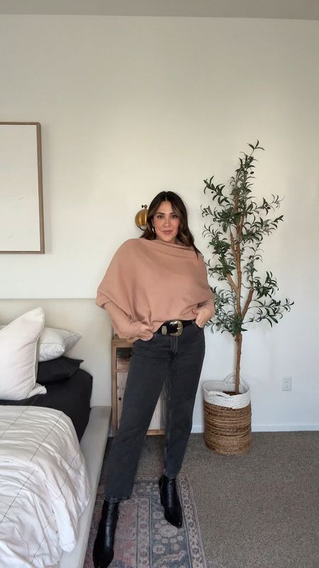 My confident queen fashion look! My favorite mom jean paired with a slouchy but tuckable sweater tunic and a sexy but comfy booty. 

Amazon midsize fall fashion, mom style for fall, date night look, thanksgiving outfit, size 10 fashion, boho chic style, elevated mom style, oversized sweater, apple shaped outfit. 

#LTKstyletip #LTKmidsize #LTKSeasonal