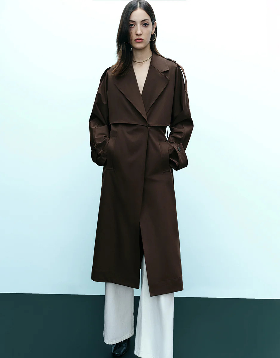 Straight Longline Trench Coat With Belt | Urban Revivo