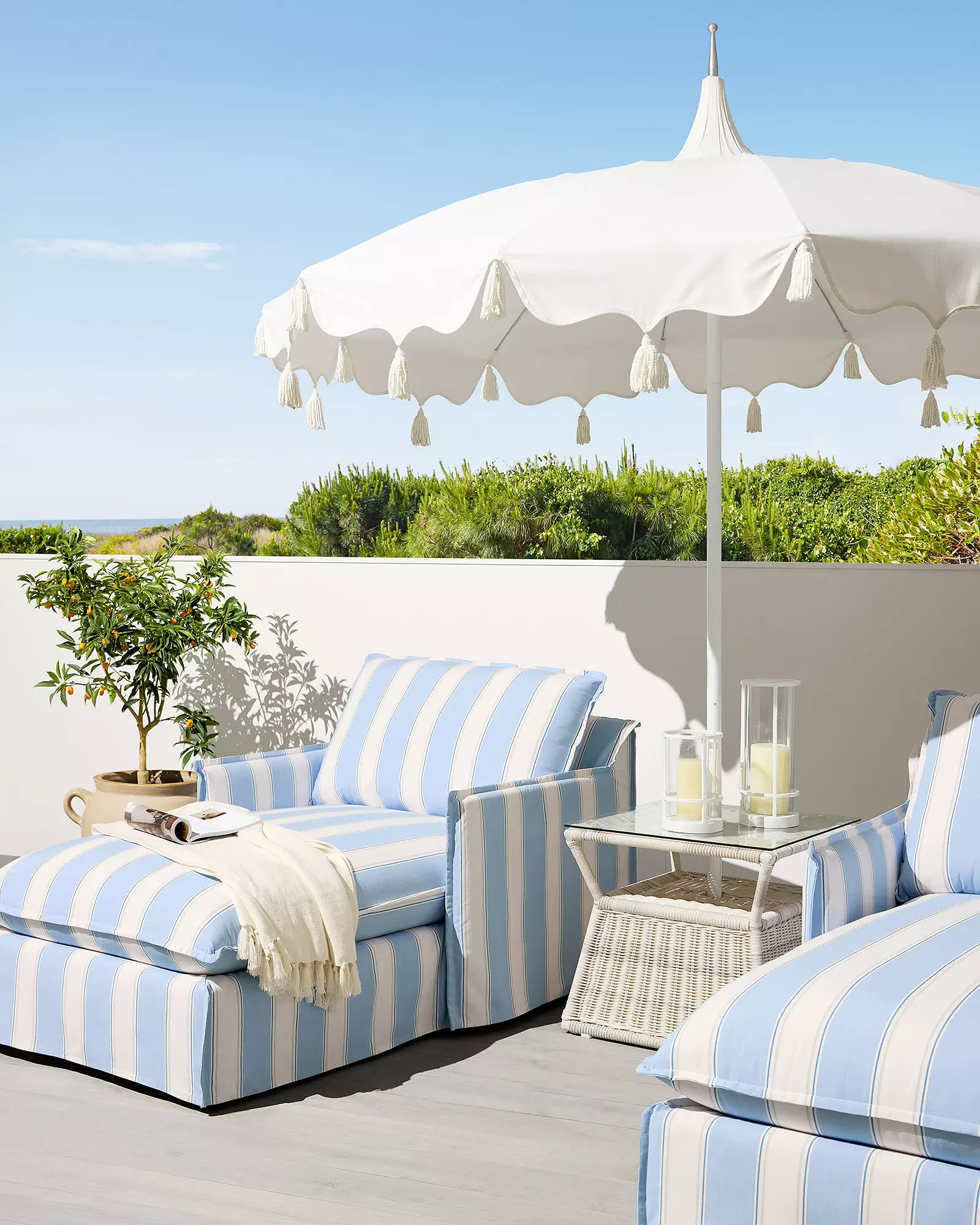 Sundial Wide Chaise - Hydrangea Port Stripe | Serena and Lily
