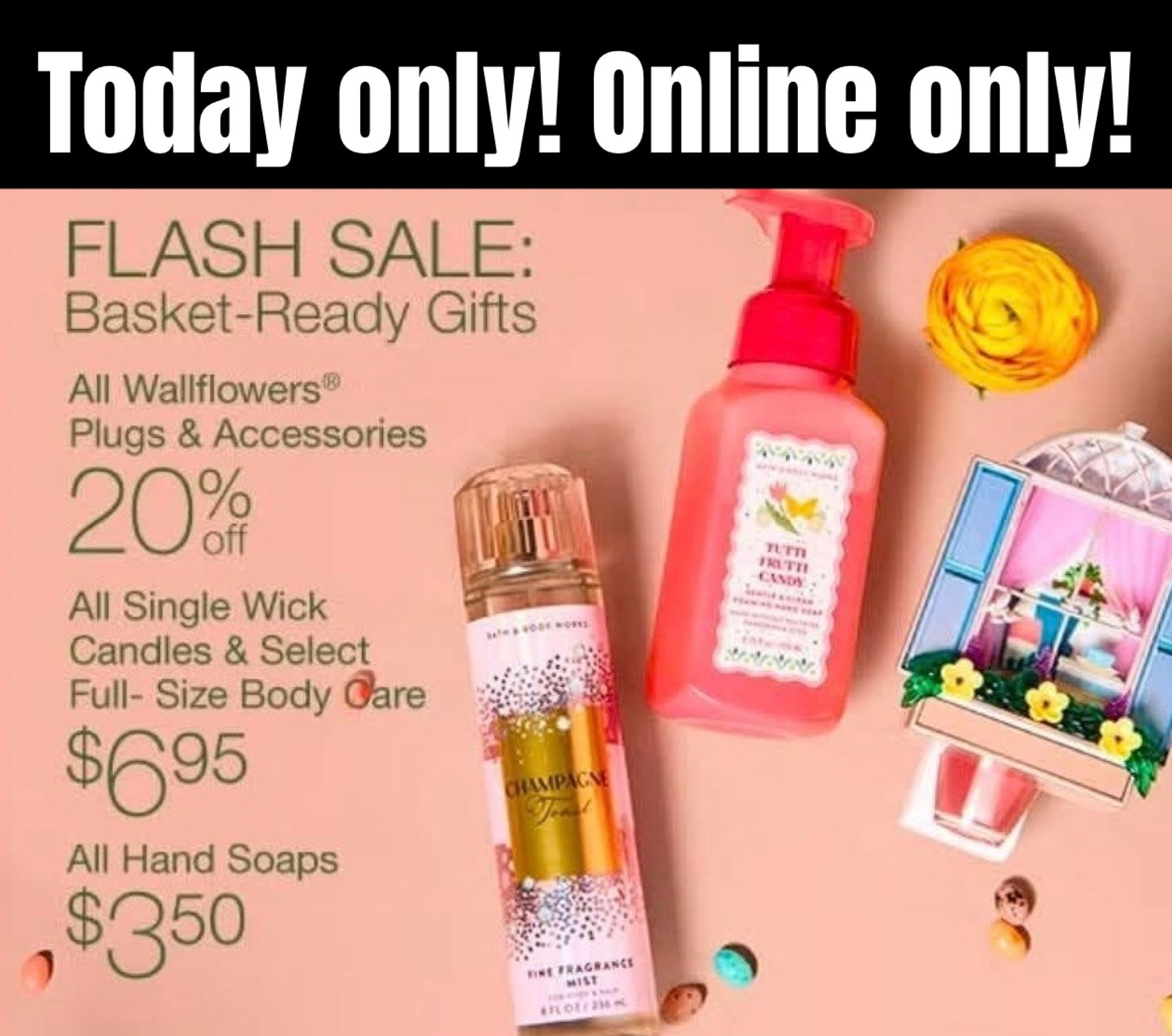 Bath & Body Works is running a fantastic sale today across several categories:
🌸 $2.95  Wallflowers
🌸 $3.50 Hand Soaps
🌸 $6.95 Single Wick Candles and select Full Size Body Care

Excellent time to browse and restock for Spring! 

#LTKHome #LTKBeauty #LTKSaleAlert