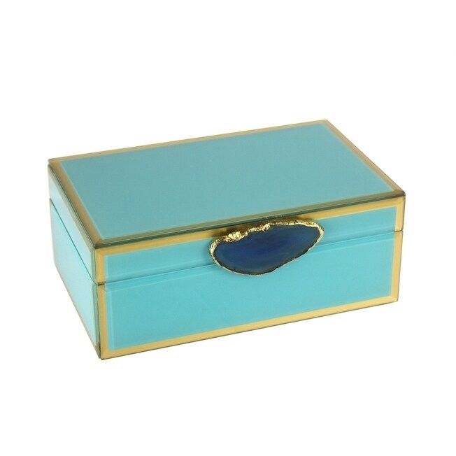 Sagebrook Home 12085-01 Decorative Box W/ Agate, Turquoise Wood, 8.25 x 5 x 4 Inches (Green) | Bed Bath & Beyond