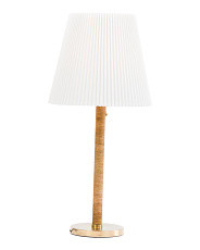 28.5in Dorset Hand Wrapped Rattan Table Lamp With Pleated Shade | TJ Maxx