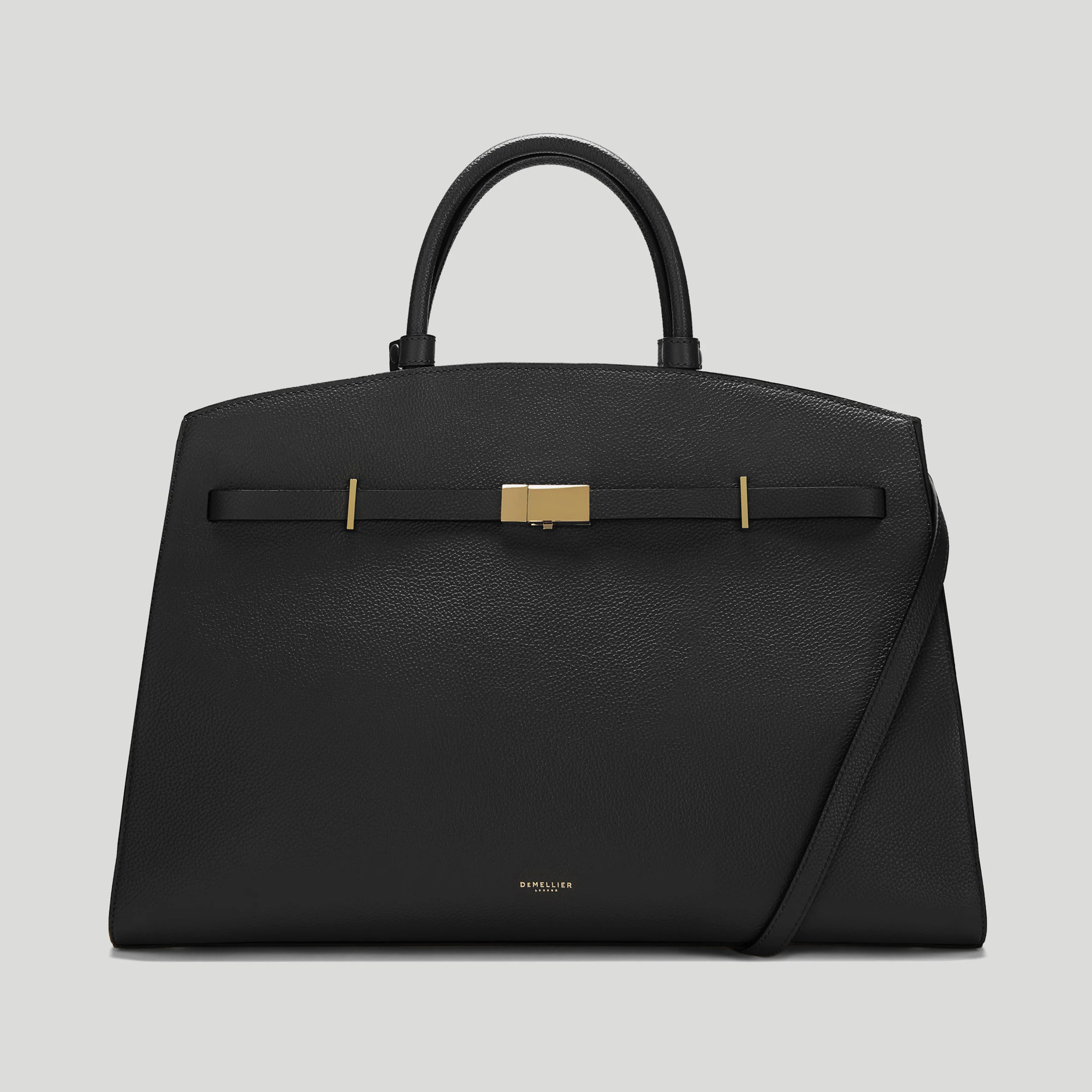 DeMellier The Hudson in Black Small Grain Leather Tote & Work bag | DeMellier