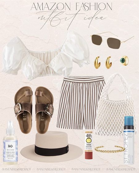 Perfect easy amazon outfit idea for a vacation! Neutral and feminine look that’s functional and Comfy! #Founditonamazon Amazon fashion outfit inspiration, vacation outfit, European summer outfit inspo 

#LTKstyletip #LTKsalealert #LTKtravel