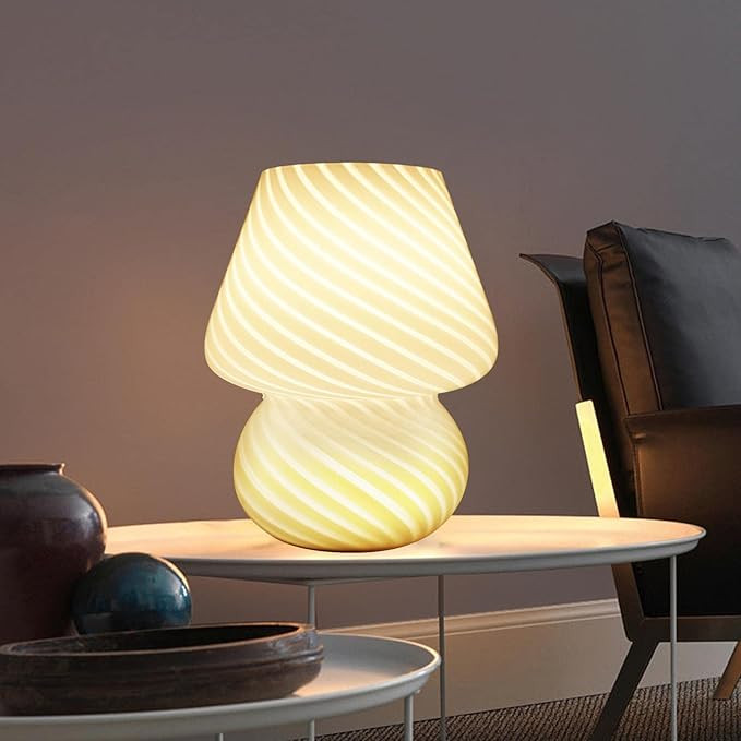 MLOQI Mushroom Table Lamp for Living Room Small Table Lamp for Bedroom Glass Cute Lamp with a 3 C... | Amazon (UK)
