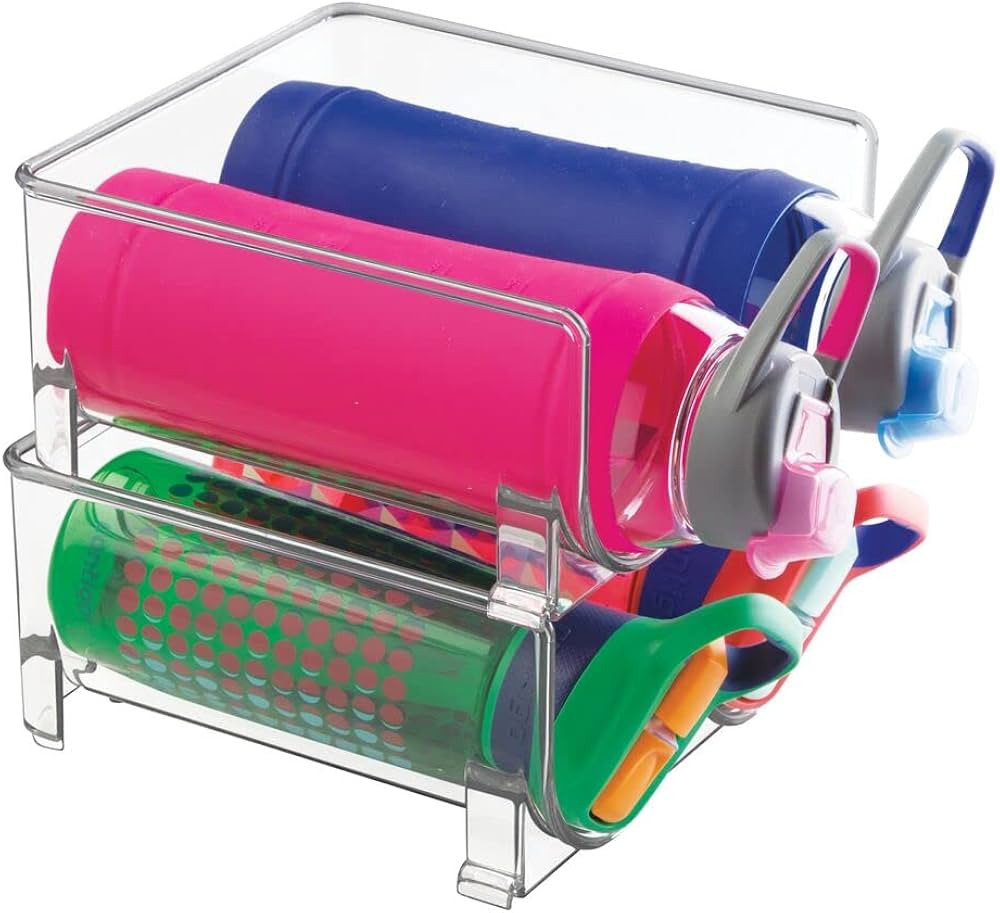 mDesign Plastic Stackable 2 Bottle Storage Holder Rack - Bottle Organizer for Home, Kitchen Count... | Amazon (US)