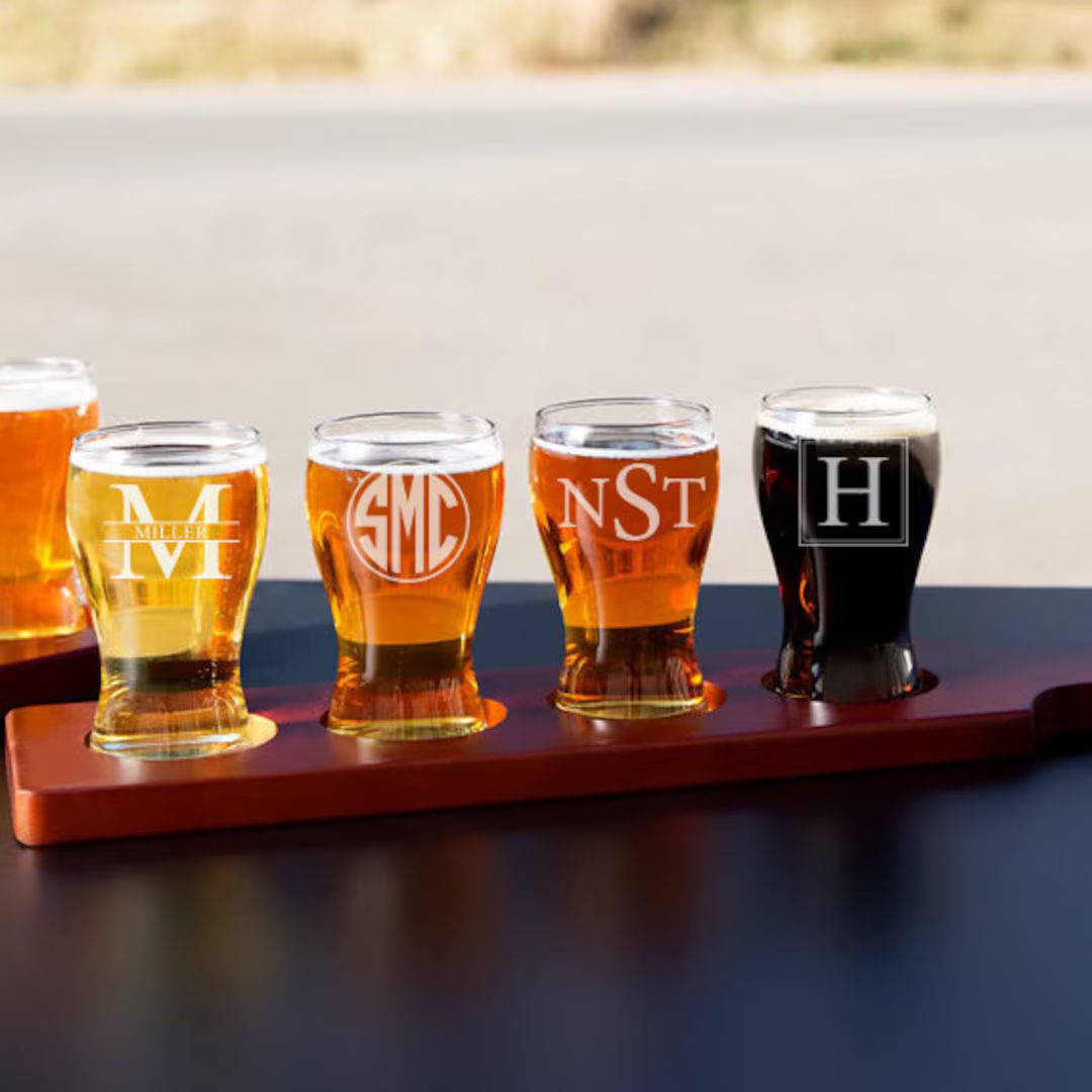 Personalized Beer Flight Board, Beer Flight Set, Beer Flight Glasses, Beer Sampler, Husband Gift,... | Etsy (US)