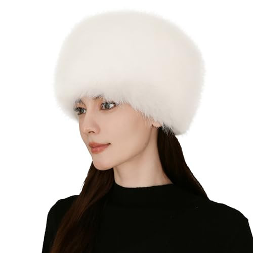 Roniky Women's Winter Faux Fur Cossack Russian Style Hat, Soft Stretch Warm Cap (US, Alpha, One Size, White) | Amazon (US)