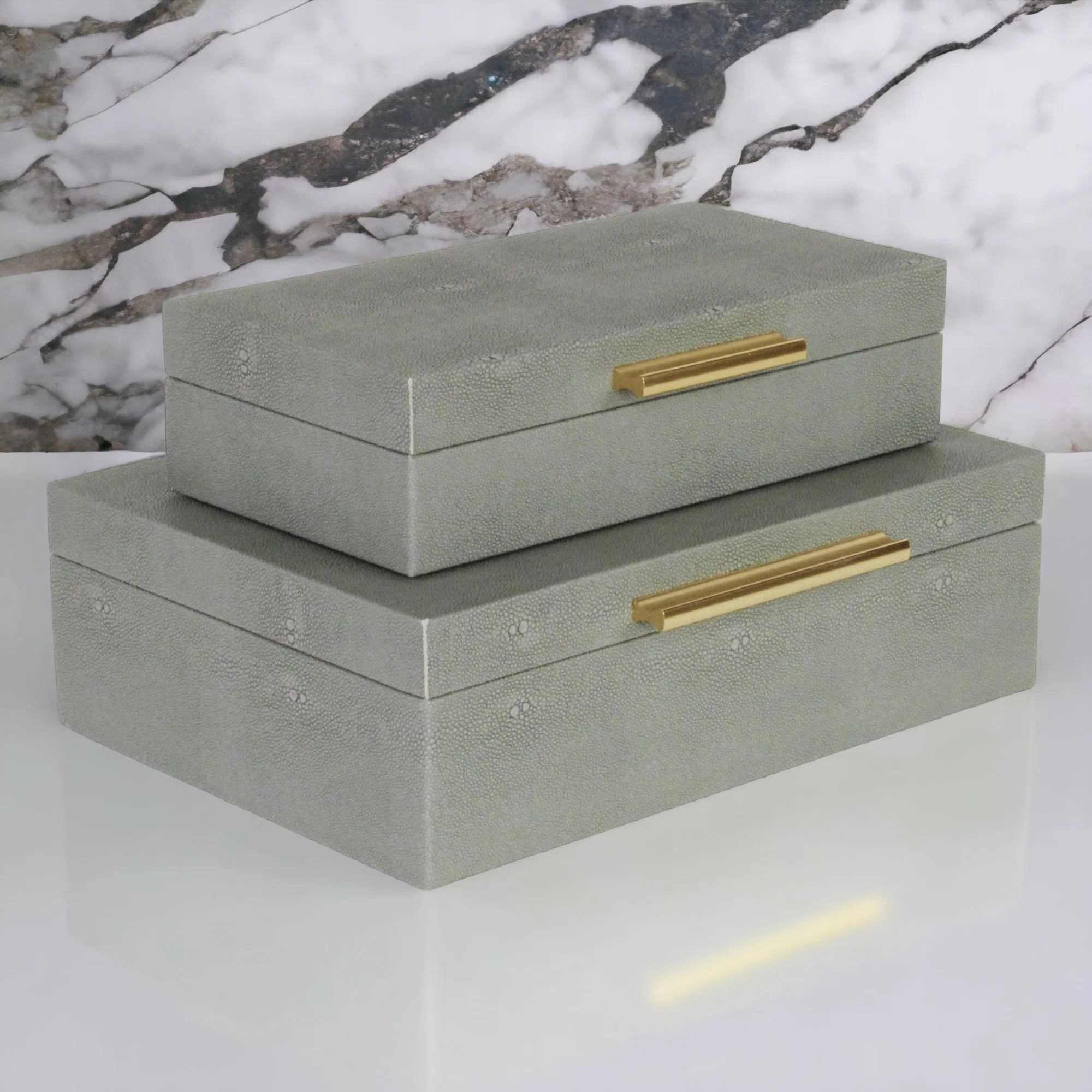 Willa Arlo™ Interiors Rebeka Faux Shagreen Rectangular Decorative Box Set & Reviews | Wayfair | Wayfair North America