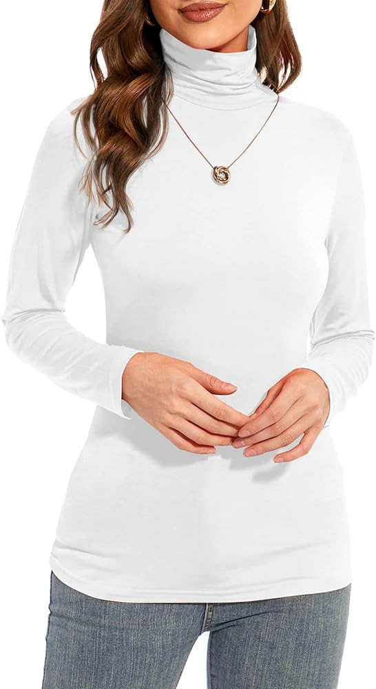 Womens Long Sleeve Fit Slim Turtleneck Top Casual Lightweight Cozy Base Layer | Amazon (US)