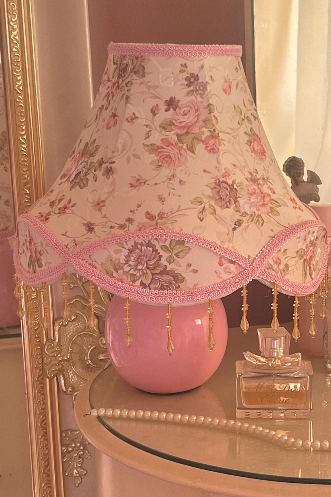 floral lampshade, pearls + dior perfume = a pink dream ˚ʚ♡ɞ˚ this lampshade is from Amazon! #cottagecore #vintage #antique

#LTKhome #LTKspring #LTKbeauty