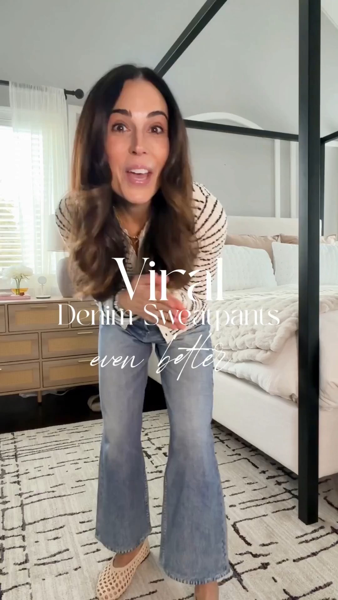 The best viral denim sweatpants yet now even better 🙌🏻 

#LTKSeasonal #LTKOver40 #LTKgrwm