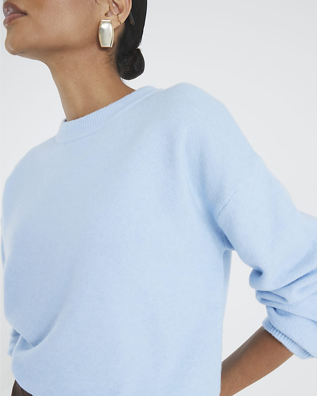 Blue Crew Neck Knitted Jumper | River Island UK & IE