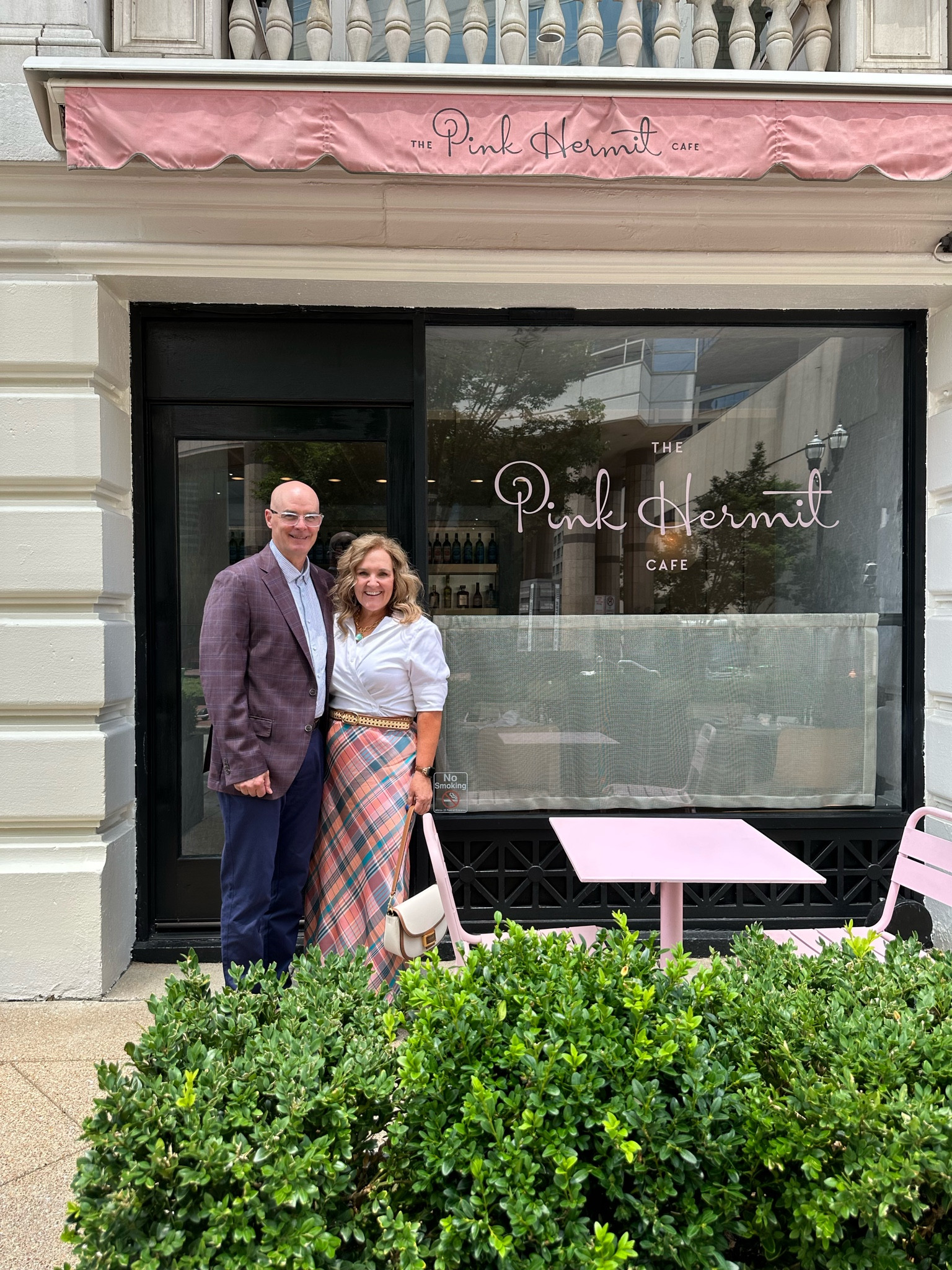 Such a wonderful lunch today in Nashville at The Hermitage Hotel. 

Dougie wore his new blazer from
Nordstrom sale! We do need to have the sleeves shortened. It’s beautiful quarry though! 

Love my vineyard vines skirt and blouse. Who can resist a plaid! Love it. Wearing a large. 
The white blouse is a size up 2.5. I crisscrossed the front, tucked it, and put a few micro stitches in to make it hold. Vineyard vines sale must be checked out! 

Birthday outfit birthday lunch date night outfit men’s anniversary sale Peter Millar vineyard vines 

#LTKxNSale #LTKOver40 #LTKSaleAlert