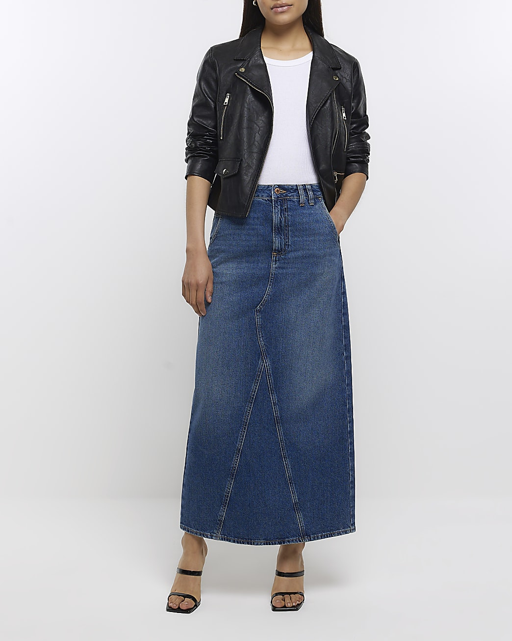 Blue denim maxi skirt | River Island (UK & IE)