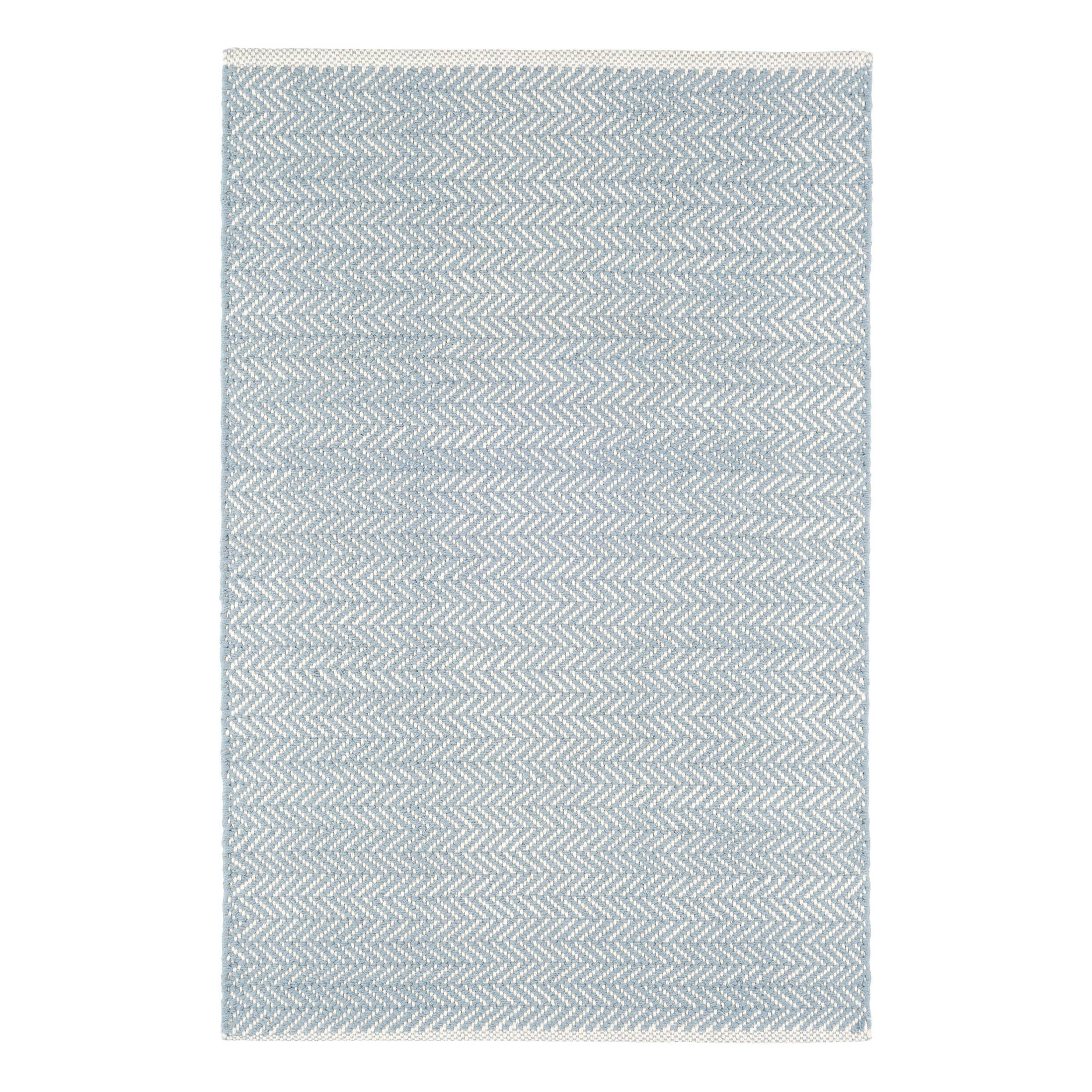 Herringbone Swedish Blue Handwoven Cotton Rug - 9x12 | Annie Selke