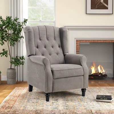 29.5" Wide Classic Push Back Recliner with Thufted Back and Rivets | Wayfair North America