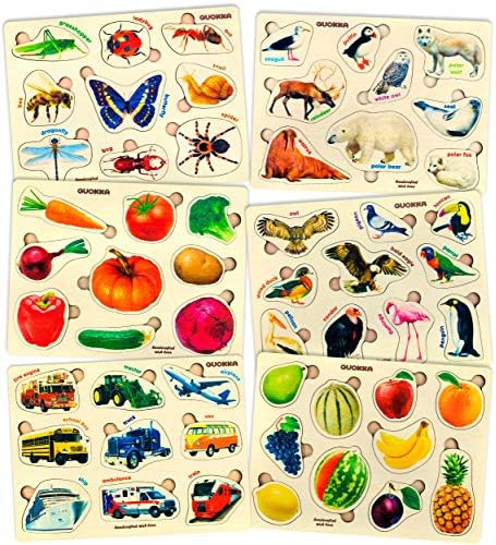 Toddler Puzzles for Kids Ages 2-4 by QUOKKA - 6 Wooden Puzzles for Toddlers 1-3 Years Old – Children | Amazon (US)