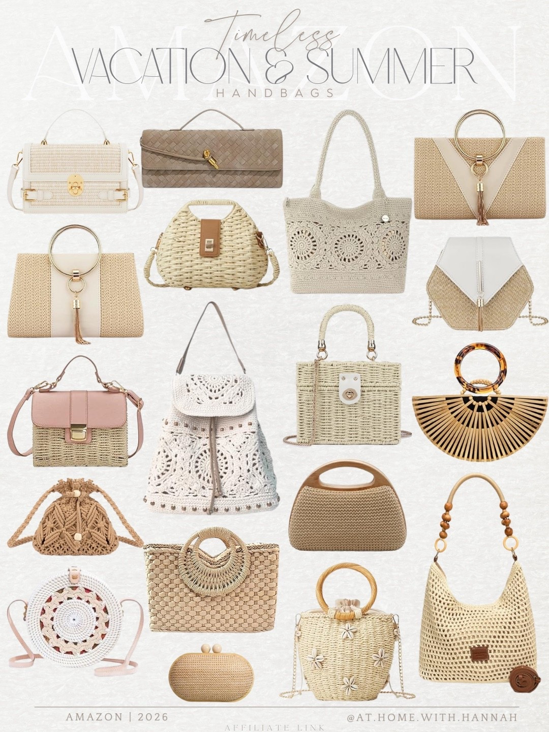 Vacation & summer handbags but make them timeless 🤍

This straw handbag edit is filled with summer vacation purses, beach bags, cruise handbags, and resort-ready woven styles that instantly elevate warm-weather outfits.

If you’re shopping for:
• spring break outfits
• cruise outfits
• beach vacation looks
• resort wear accessories
• summer travel essentials
• neutral summer handbags
• designer-inspired straw bags

This edit covers it.

Structured straw clutches, woven crossbody bags, beach totes, neutral resort handbags, statement vacation purses — all versatile enough for linen dresses, swimsuits, airport outfits, and dinner by the water.

These are the kind of summer handbags that look elevated, pack easily, and transition from beach to dinner effortlessly.

Everything is linked here 🤍

#VacationHandbags
#SummerHandbags
#StrawBags
#BeachVacationStyle
#CruiseOutfits
#ResortWear
#SummerAccessories
#TravelOutfits
#AmazonFashion
#WovenBag



#LTKTravel #LTKgrwm
