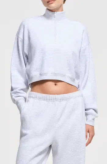 Half Zip Crop Cotton Blend Fleece Sweatshirt | Nordstrom