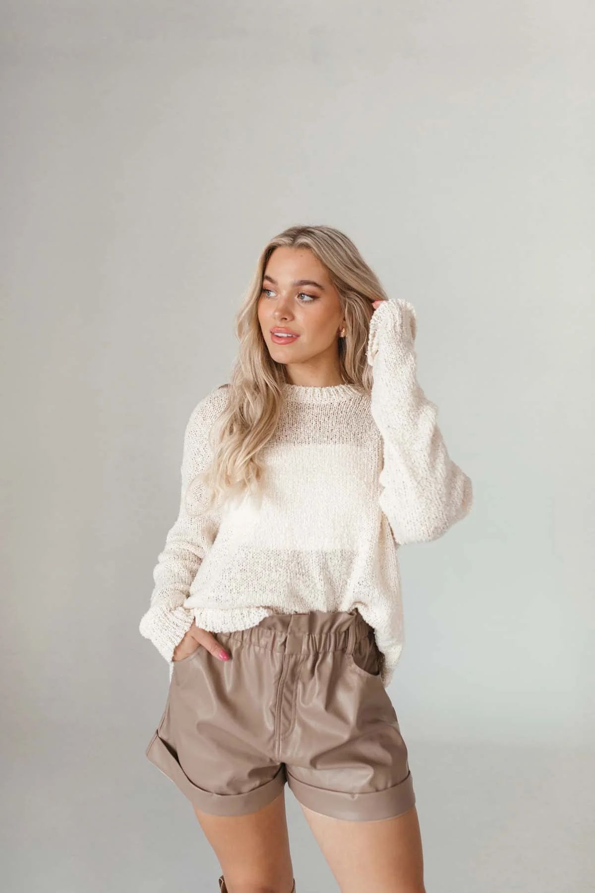 Taupe Faux Leather Shorts | The Post